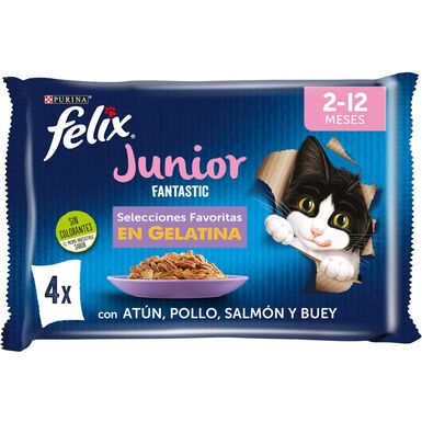 Felix Junior Fantastic Carne y Pescado en Gelatina sobre - Multipack